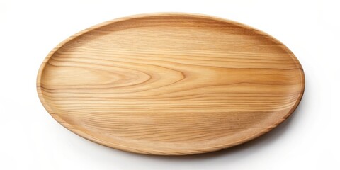 An unblemished round wooden plate, showcasing the natural beauty of its grain, ready to be filled with culinary delights.