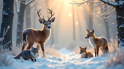 deer in winter forest