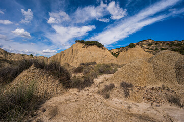 badlands sceneries inside the badlands national park, Matera province, italy