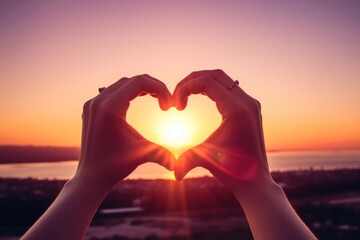 Heart hand sky sun.