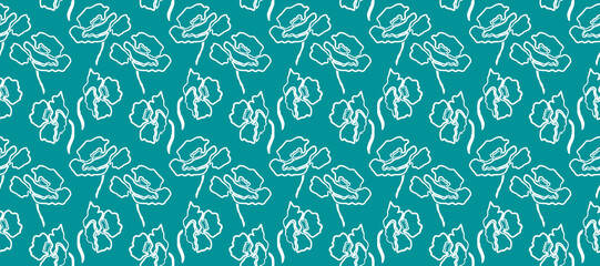 Hand drawn flowers, seamless patterns with floral for fabric, textiles, clothing, wrapping paper, cover, banner, interior decor, abstract backgrounds.