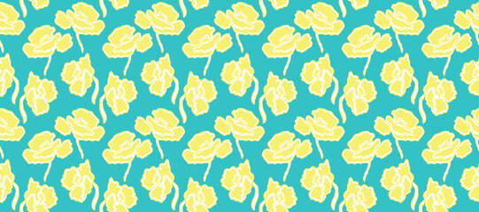 Hand drawn flowers, seamless patterns with floral for fabric, textiles, clothing, wrapping paper, cover, banner, interior decor, abstract backgrounds.