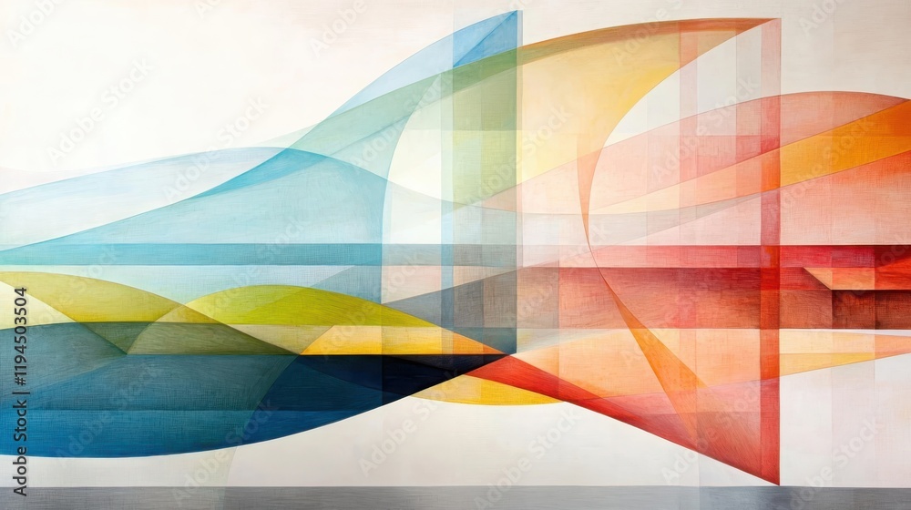 Poster translucent overlapping shapes creating depth and serenity in a modern art composition abstract envi
