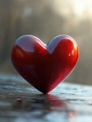 Fototapeta premium beautiful big red heart valentines day theme 3d render