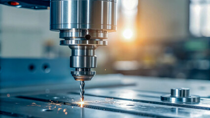 Metallic laser, its surface is shiny, and the details are clearly drawn. The background is slightly blurred.