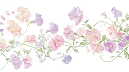 "Whispers of Spring: A Sweet Pea Floral Frame"