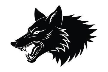 Silhouette of wolf head side view art illustration