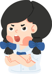 Girl angry student is crossing her arms