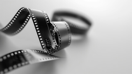 Film strip swirling against a bright background in a creative display. Generative AI