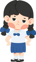 Kid girl student with a bored expression