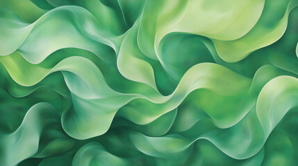Abstract Flowing Green Waves Pattern With Subtle Textured Elements