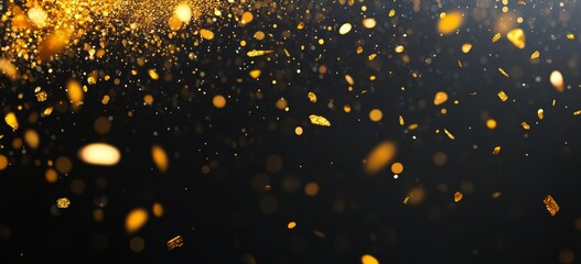 Sparkling golden particles create a mesmerizing background filled with shimmering lights at night