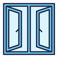 Opened Glass Window vector blue icon or symbol