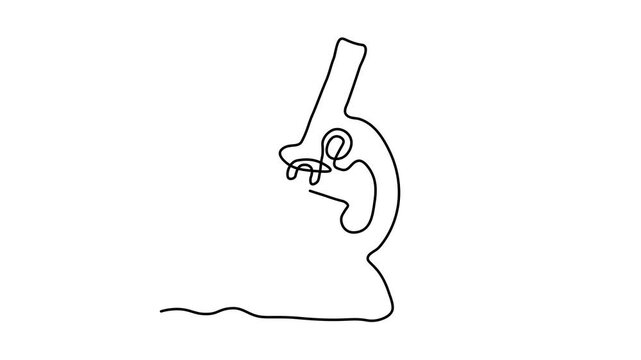 abstract microscope, Self drawing animation one continuous line draw, logo