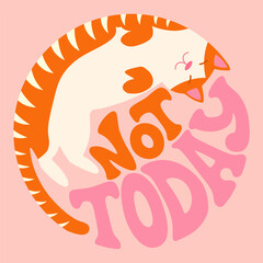 Lazy Cat Illustration with 