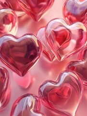 Valentines day background with transparent hearts.