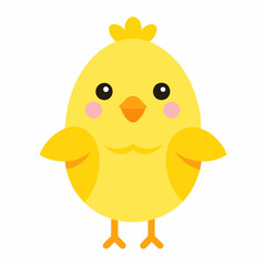 Happy Easter Cute Chick Character Vector on white background.