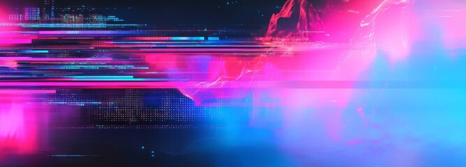 Abstract digital art with vibrant colors displaying futuristic energy and motion