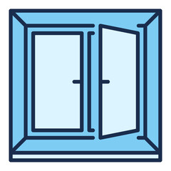 Vector Open Window blue icon or design element