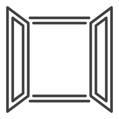 Vector Wide Opened Glass Window icon or sign in thin line style