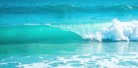 Fototapeta premium Azure turquoise ocean water, white wave foam texture, vibrant, illustration