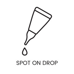 An icon of a dropper with a pointed tip in vector, representing precise spot on application, with an editable stroke