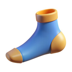 Colorful Blue and Orange Child Sock Isolated on White Background
