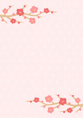 梅の花と和柄の背景のベクターイラスト04
