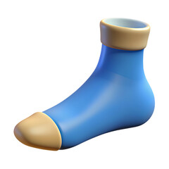 Single Cartoon Blue Sock with Tan Cuff and Smooth Texture