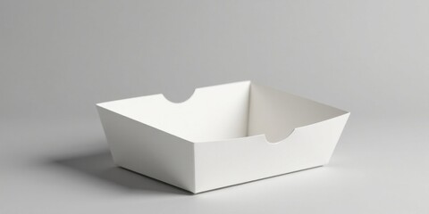 Empty white rectangular paperboard container on a neutral background, ready for product placement or food presentation, ideal for showcasing your brand or culinary creations.