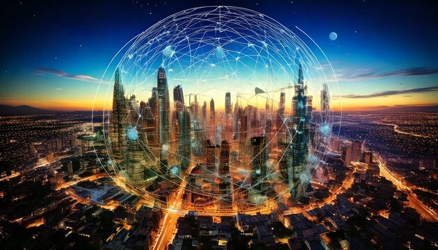 A conceptual illustration of quantum parallel worlds, featuring multiple overlapping versions of a cityscape, blending dimensions with surreal, glowing details.