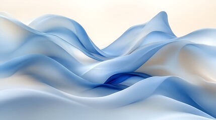 Fototapeta premium Abstract blue and white flowing waves.