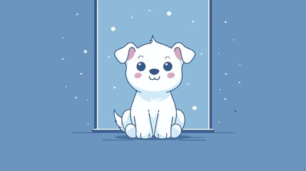 Fototapeta premium Playful and Cheerful Cute Puppy Sitting and Looking Smiling Happily