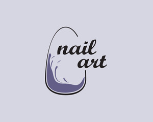 Obraz premium creative nail with wavy liquid in it logo design