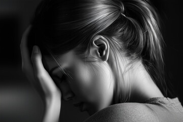 Psychological distress and anxiety concept captured in grayscale
