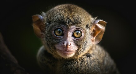 Fototapeta premium Adorable monkey with expressive eyes, showcasing its playful nature