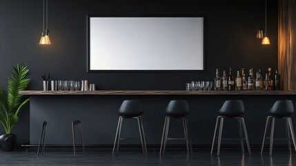 Modern Bar Interior Design With Empty Frame