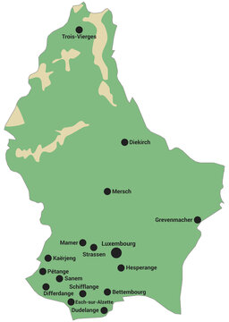 Map of Luxembourg with cities