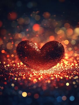 beautiful lovely valentine background with heart and glitter backdrop, generative ai