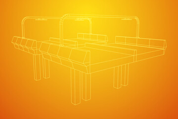 Wireframe Mesh Bridge Highway. Connection Structure. Digital Data Visualization Concept. Vector Illustration.