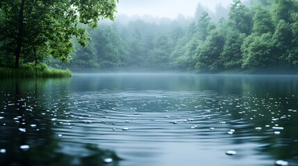 Water drop splashing on surface creating ripples and bubbles in a clear, fresh, blue liquid
