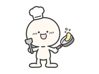 料理をするコックの人物のベクターイラスト01