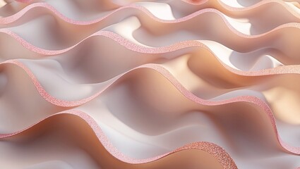 Obraz premium Flowing layers of vibrant textures softly undulate in a serene color palette, creating an inviting visual experience and a sense of calm harmony