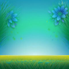 Obraz premium The green background is blurred with some tiny white dots