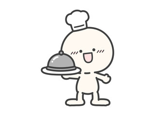 料理を持つコックの人物のベクターイラスト01