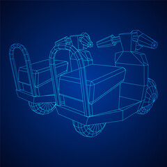 Delivery scooter for lifestyle design courier. Business express delivery concept. Wireframe low poly mesh vector illustration