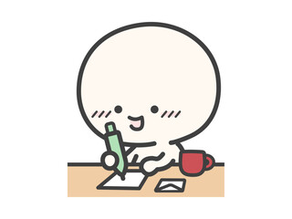 ペンで手紙を書く人物のベクターイラスト01