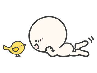 小鳥と話す人物のベクターイラスト01