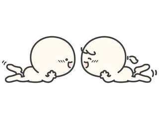 見つめ合うかわいい人物のベクターイラスト01