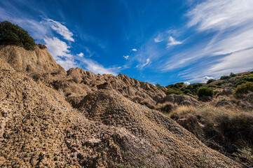 badlands sceneries inside the badlands national park, Matera province, italy